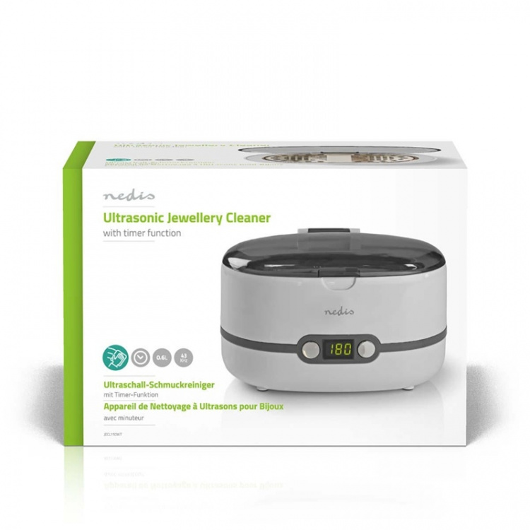 Nedis Ultralyd Smykker Cleaner | Nettstrøm drevet | 230 V AC 50 Hz | 0.6 l | Hvit