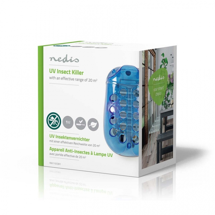 Nedis Mosquito Stopp Lys Trap | 1 W | Lampetype: LED-Lys | effektiv rekkevidde: 20 m² | Blå / Hvit