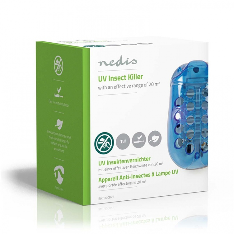 Nedis Mosquito Stopp Lys Trap | 1 W | Lampetype: LED-Lys | effektiv rekkevidde: 20 m² | Blå / Hvit