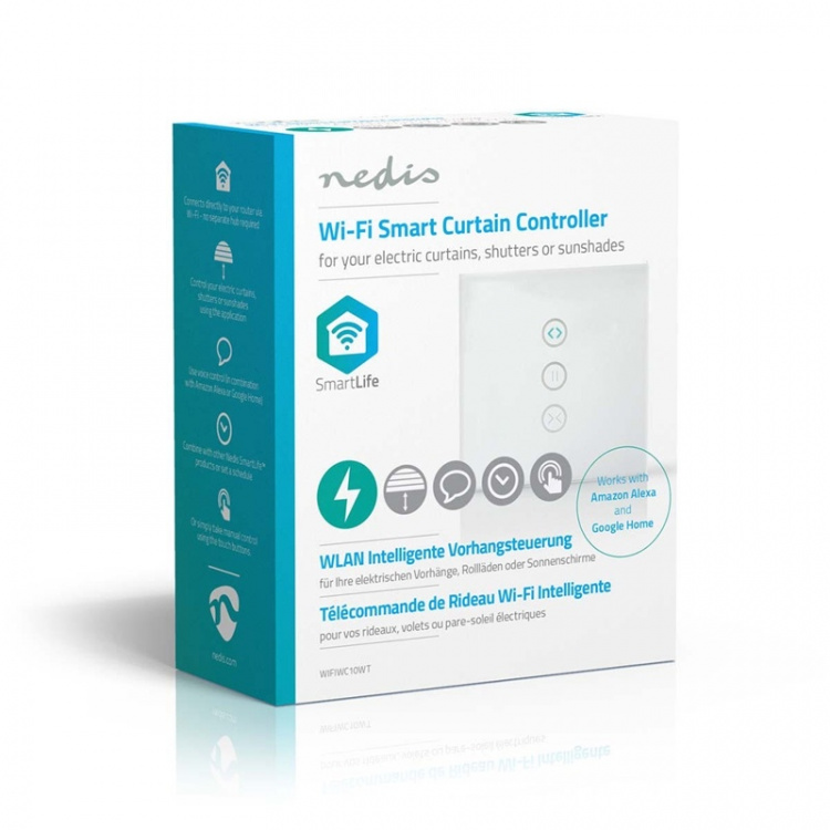 Nedis SmartLife Veggbryter | Gardin / Shutter / Solskjerm | Wall Mount | 300 W | Android™ / IOS | Glass | Hvit Nedis SmartLife Veggbryter | Gardin / Shutter / Solskjerm | Wall Mount | 300 W | Android™ / IOS | Glass | Hvit