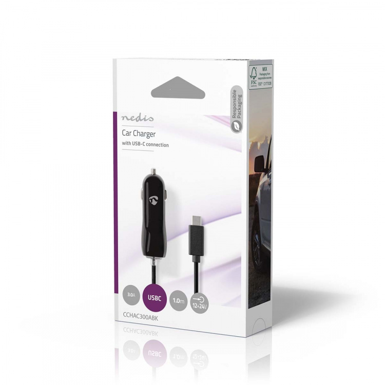 Nedis Billader | 15 W | 1x 3.0 A | Antall utganger: 1 | USB-C™ (Fast) Kabel | 1.00 m | Single Voltage Output Nedis Billader | 15 W | 1x 3.0 A | Antall utganger: 1 | USB-C™ (Fast) Kabel | 1.00 m | Single Voltage Output