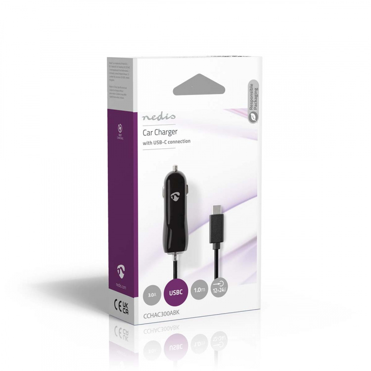 Nedis Billader | 15 W | 1x 3.0 A | Antall utganger: 1 | USB-C™ (Fast) Kabel | 1.00 m | Single Voltage Output Nedis Billader | 15 W | 1x 3.0 A | Antall utganger: 1 | USB-C™ (Fast) Kabel | 1.00 m | Single Voltage Output