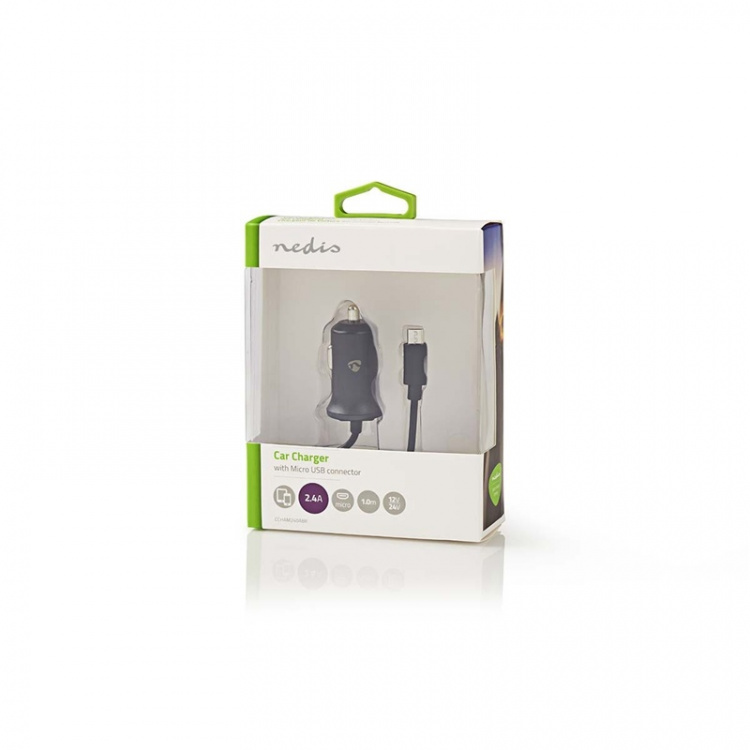 Nedis Billader | 12 W | 1x 2.4 A | Antall utganger: 1 | Micro USB (Fast) Kabel | 1.00 m | Single Voltage Output