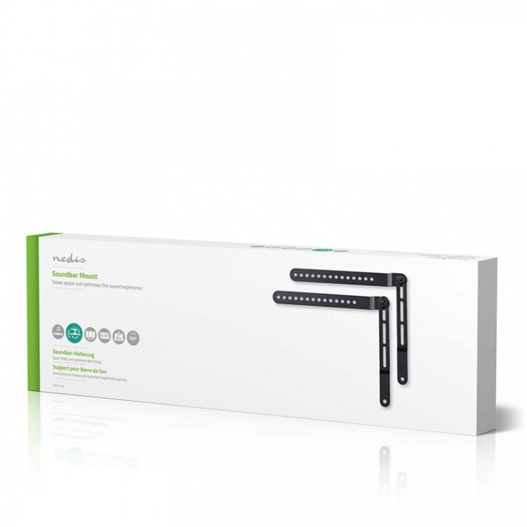 Nedis Soundbar Mount | Kompatibel med: Universell | Festet til TV-en | 10 kg | Dreibar | Stål | Sort