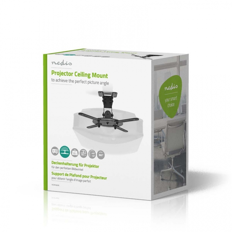 Nedis projektor Mount | Fullbevegelig | 10 kg | Roterbar | Tiltbar | Stål | Sort