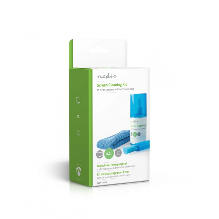 Nedis Screen Cleaner | Sprøyte | 200 ml | Bærbar Datamaskin / Smarttelefon / Tablett / TV Skjerm | Visker inkludert