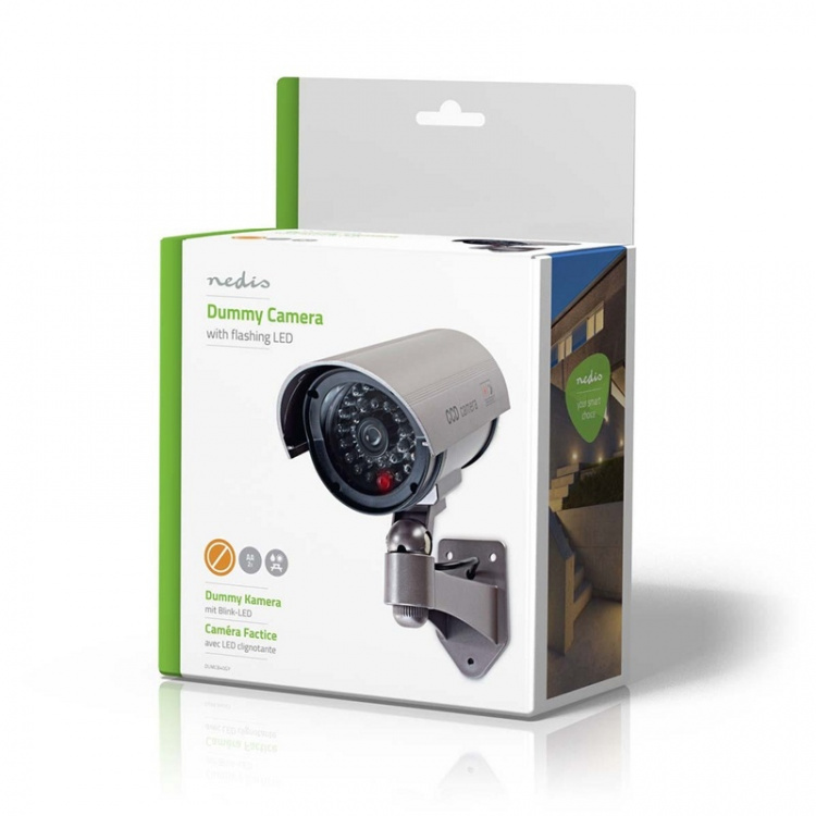Nedis Dummy Security Camera | Kule | IP44 | Batteri drevet | Utendørs | Inkludert veggoppheng | Grå Nedis Dummy Security Camera | Kule | IP44 | Batteri drevet | Utendørs | Inkludert veggoppheng | Grå