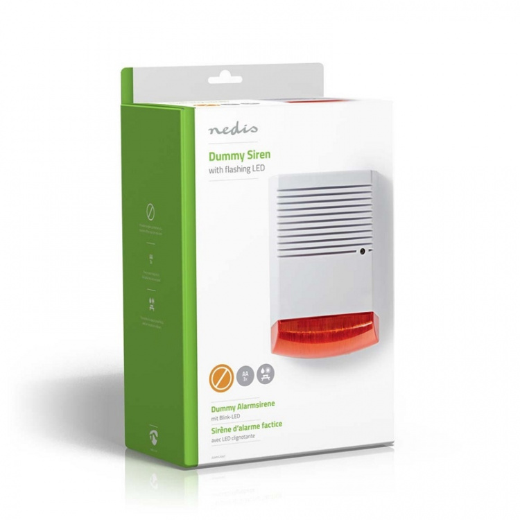 Nedis Dummy Security Siren | IP44 | Batteri drevet | Utendørs | Hvit / Oransje
