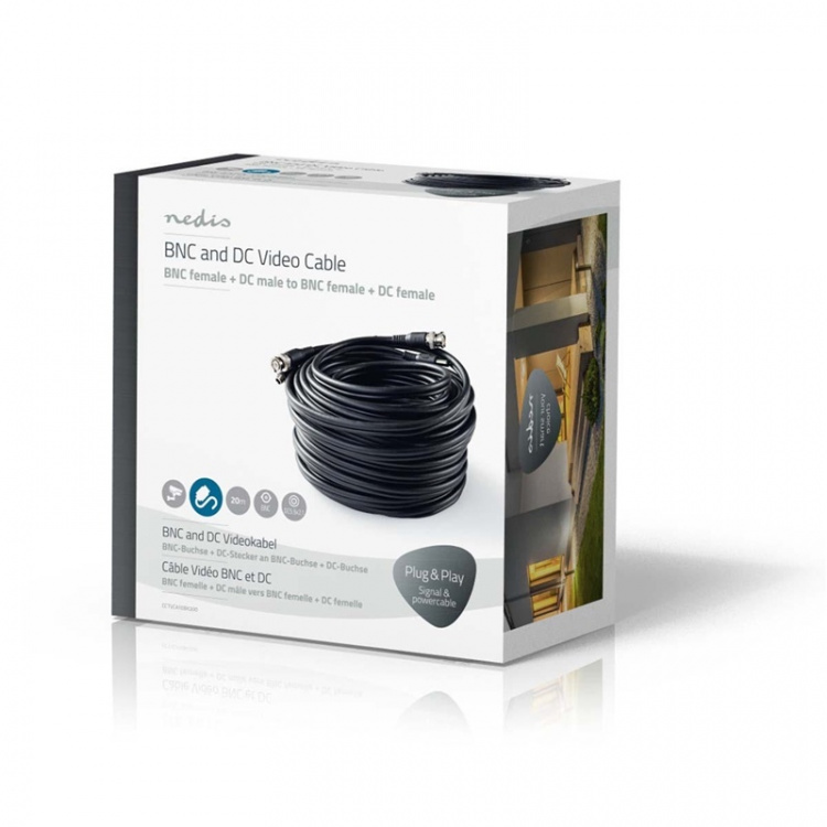Nedis CCTV Security Cable | BNC / DC | 20.0 m | Rund | PVC | Sort | Gaveeske Nedis CCTV Security Cable | BNC / DC | 20.0 m | Rund | PVC | Sort | Gaveeske