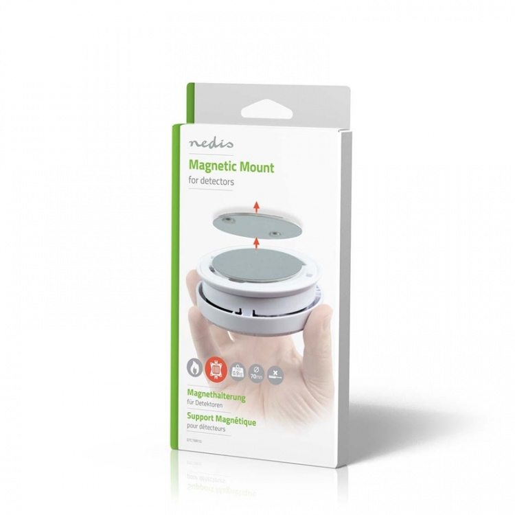 Nedis Detektorfeste | Diameter: 70 mm | Magnetisk | Teip | Sølv