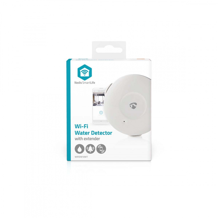 Nedis SmartLife Vanndetektor | Wi-Fi | Batteri drevet | Utvidelse inkludert | Maks. batteri levetid: 24 måned | 50 dB | Hvit