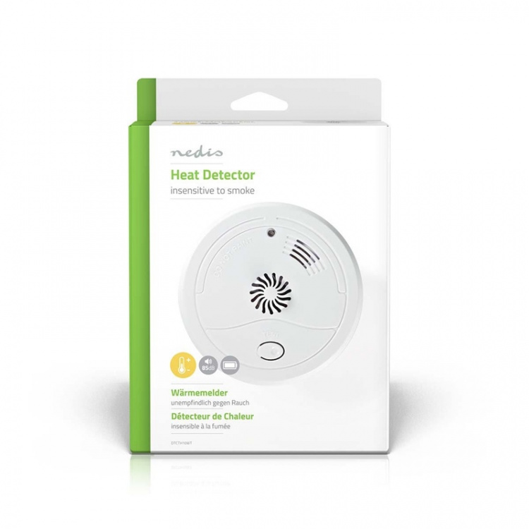 Nedis Heat Alarm | Batteri drevet | batteritid opp til: 1 år | Med test knapp | 85 dB | ABS | Hvit