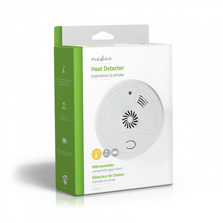 Nedis Heat Alarm | Batteri drevet | batteritid opp til: 1 år | Med test knapp | 85 dB | ABS | Hvit
