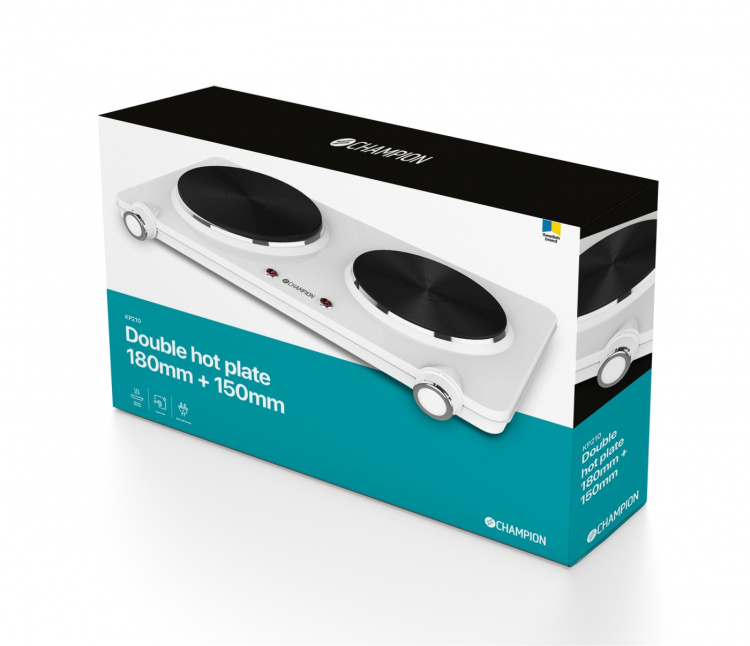 Champion Dobbel koketopp 180 mm + 150 mm 2250 W KP210 Hvit