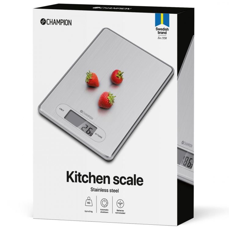 Champion Kjøkkenvekt i rustfritt stål 5 kg KV210 Champion Kjøkkenvekt i rustfritt stål 5 kg KV210
