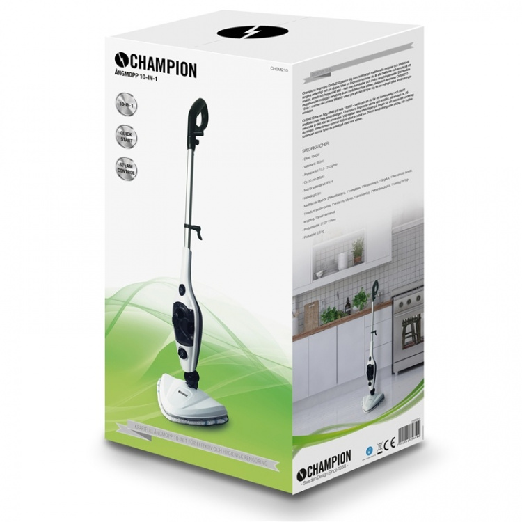 Champion Steam Mop 10-i-1 1500W SM210 Hvit/Sort Champion Steam Mop 10-i-1 1500W SM210 Hvit/Sort