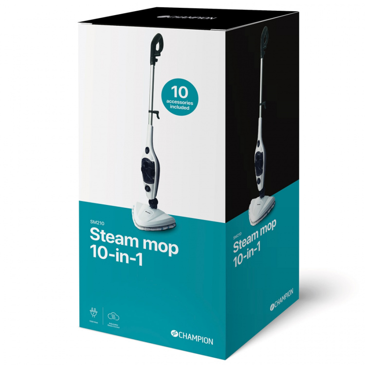 Champion Steam Mop 10-i-1 1500W SM210 Hvit/Sort Champion Steam Mop 10-i-1 1500W SM210 Hvit/Sort