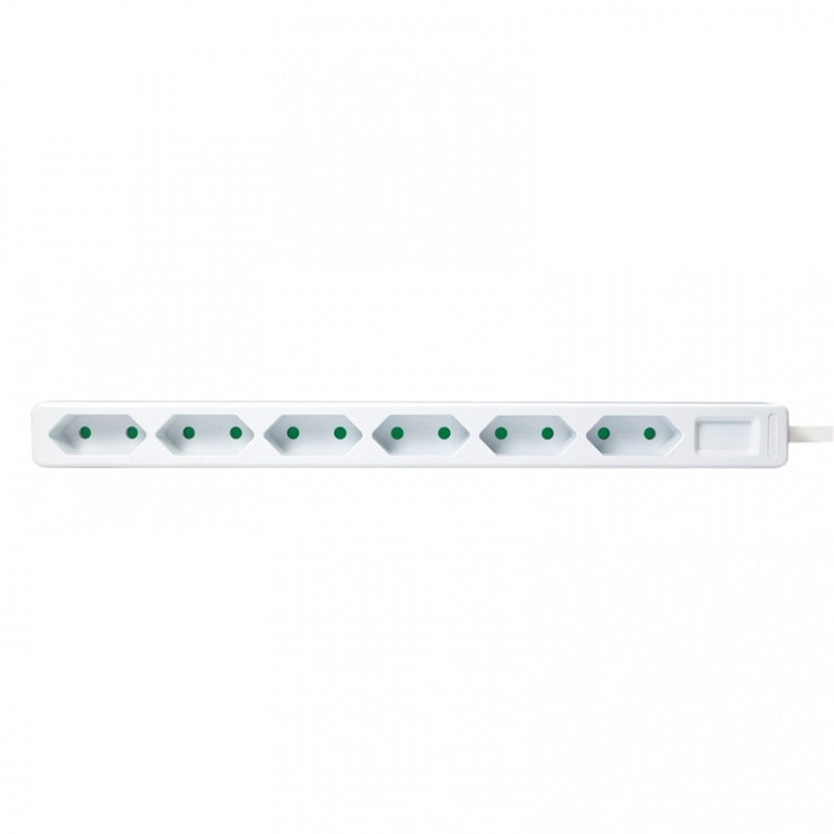 LogiLink Slank 6-veis Euro-stikkontakt 1,5m hvit
