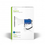 Nedis megafon | Maksimal rekkevidde: 1500 m | Maksimal volumkontroll: 120 dB | Avtagbar Mikrofon | Innebygd sirene | Skulderstropp | Blå / Hvit