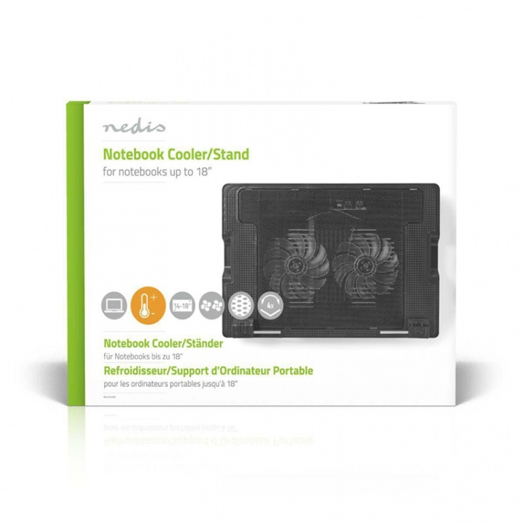 Nedis Notatbokstativ | Antall vifter: 2 | USB-Strøm | Antall vinkler: 4 | 18 