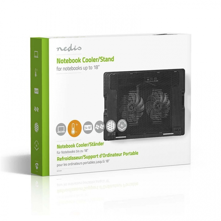 Nedis Notatbokstativ | Antall vifter: 2 | USB-Strøm | Antall vinkler: 4 | 18 