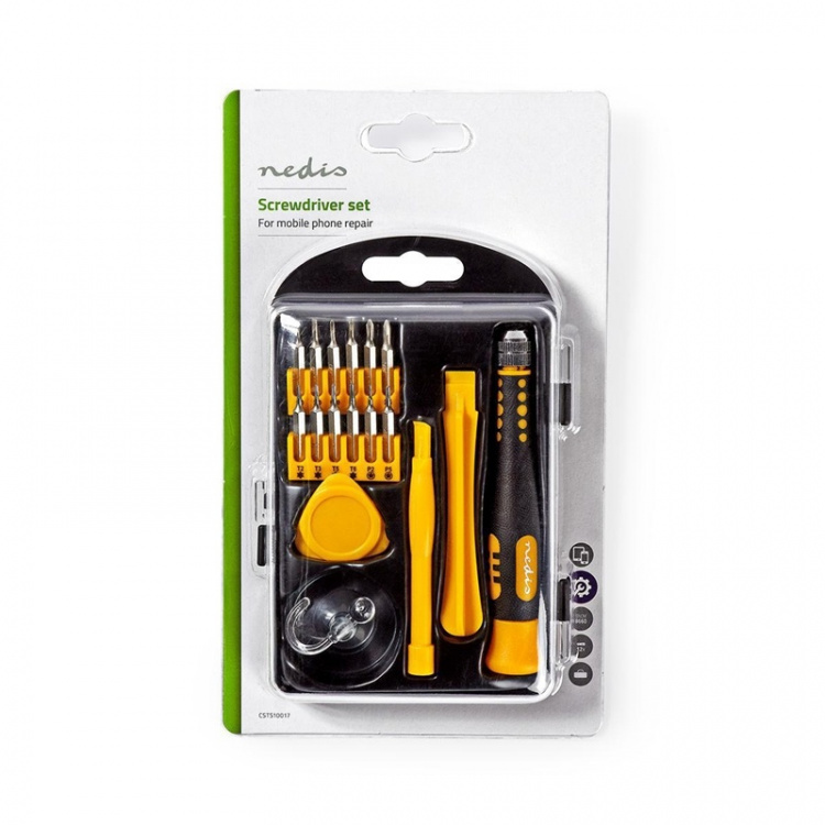 Nedis Phone/tablet repair set | 17-i-1 | PC / Smarttelefon / Tablett | Philips bits | Slissede biter | Pentalobe bits | Tri-wing bits Nedis Phone/tablet repair set | 17-i-1 | PC / Smarttelefon / Tablett | Philips bits | Slissede biter | Pentalobe bits | Tri-wing bits