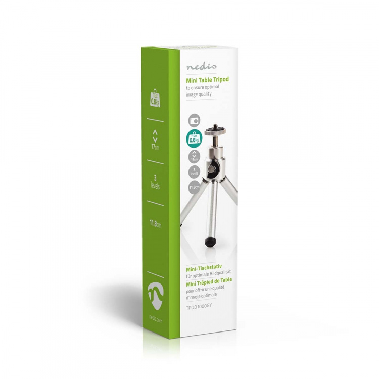 Nedis Stativ | Maksimal lastekapasitet: 0.8 kg | Minimum arbeidshøyde: 11 cm | Maksimal arbeidshøyde: 14.5 cm | 1 Segment | Kulehode | Reiseveske inkludert | ABS / Stål | Sølv Nedis Stativ | Maksimal lastekapasitet: 0.8 kg | Minimum arbeidshøyde: 11 cm | Maksimal arbeidshøyde: 14.5 cm | 1 Segment | Kulehode | Reiseveske inkludert | ABS / Stål | Sølv