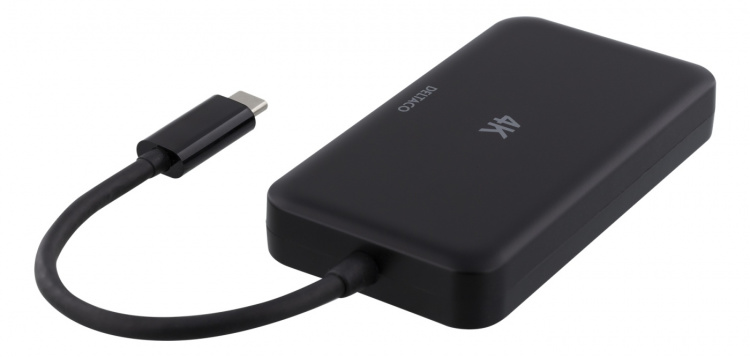 DELTACO USB-C til HDMI/DP/DVI/VGA-adapter, 4K, DP Alt-modus, svart