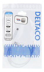 DELTACO USB-C til USB-C-kabel, 0,5 m, 10 Gbps, 100 W 5A, USB 3.1 Gen 2,