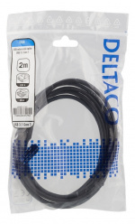 DELTACO USB 3.1 Gen1-forlengelseskabel, 2 m, USB-A hann til USB-A hunn, svart