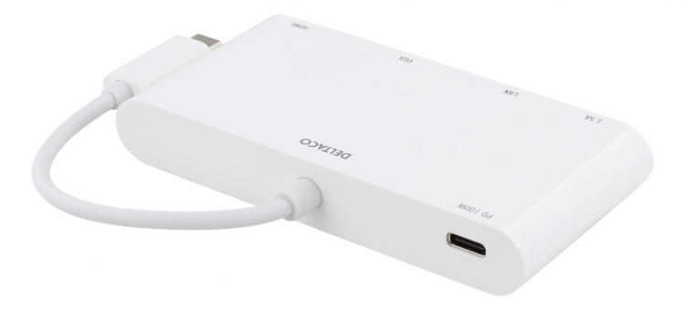 DELTACO USB-C dokkingstasjon, 100 W USB-C PD, HDMI, 1,5 A USB-A, Gigab