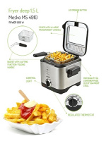 Mesko frityrgryte med termostat, 1,5 liter