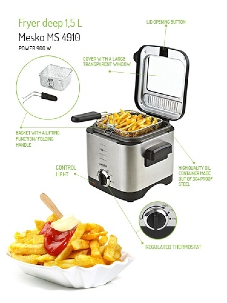 Mesko frityrgryte med termostat, 1,5 liter