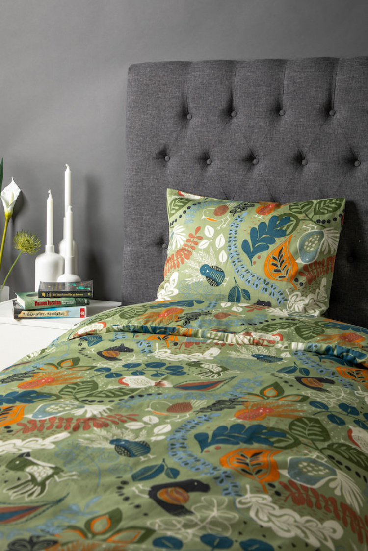 Kosta Linnewäfveri Stormhagen sengesett i sateng, grønn