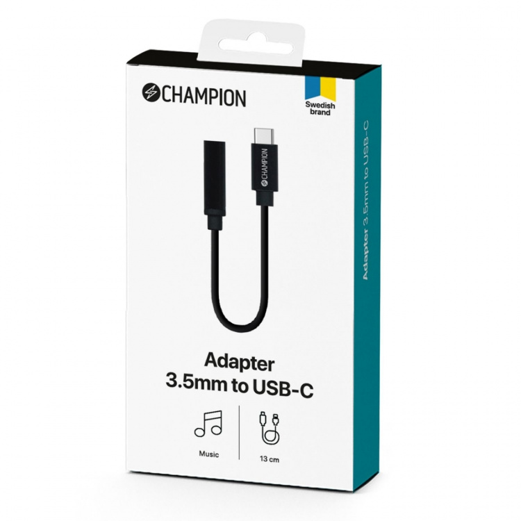Champion USB-C til 3,5 mm DAC-adapter svart Champion USB-C til 3,5 mm DAC-adapter svart