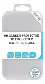 DELTACO skjermbeskytter, Galaxy S10+, 3D buet, fullskjermglass
