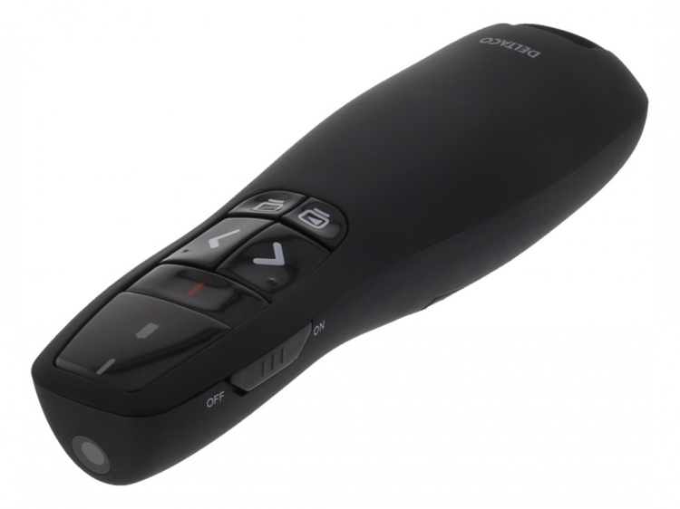 DELTACO trådløs presentatør med laserpeker, opptil 15 m, svart DELTACO trådløs presentatør med laserpeker, opptil 15 m, svart