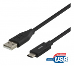 DELTACO USB-C til USB-A-kabel, 0,5 m, 3A, USB 2.0, svart