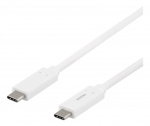 DELTACO USB-C til USB-C-kabel, 1 m, 1,5 A, USB 3.1 Gen, E-Marker, hvit DELTACO USB-C til USB-C-kabel, 1 m, 1,5 A, USB 3.1 Gen, E-Marker, hvit