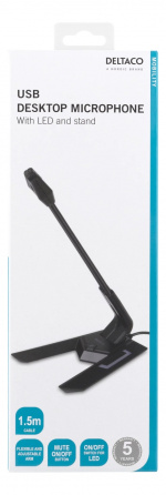 DELTACO USB-bordmikrofon, frekvensområde 100 Hz - 1 kHz DELTACO USB-bordmikrofon, frekvensområde 100 Hz - 1 kHz