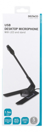 DELTACO USB-bordmikrofon, frekvensområde 100 Hz - 1 kHz DELTACO USB-bordmikrofon, frekvensområde 100 Hz - 1 kHz
