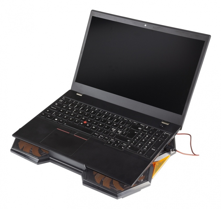 DELTACO GAMING Laptop-kjøler, 5x140mm vifter, 2x USB-A, svart/oransje DELTACO GAMING Laptop-kjøler, 5x140mm vifter, 2x USB-A, svart/oransje