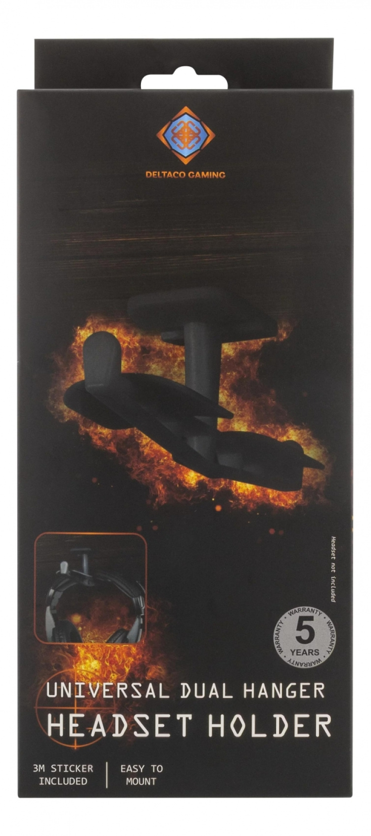 DELTACO GAMING hodetelefonoppheng for 2 hodesett, ABS-plast, svart