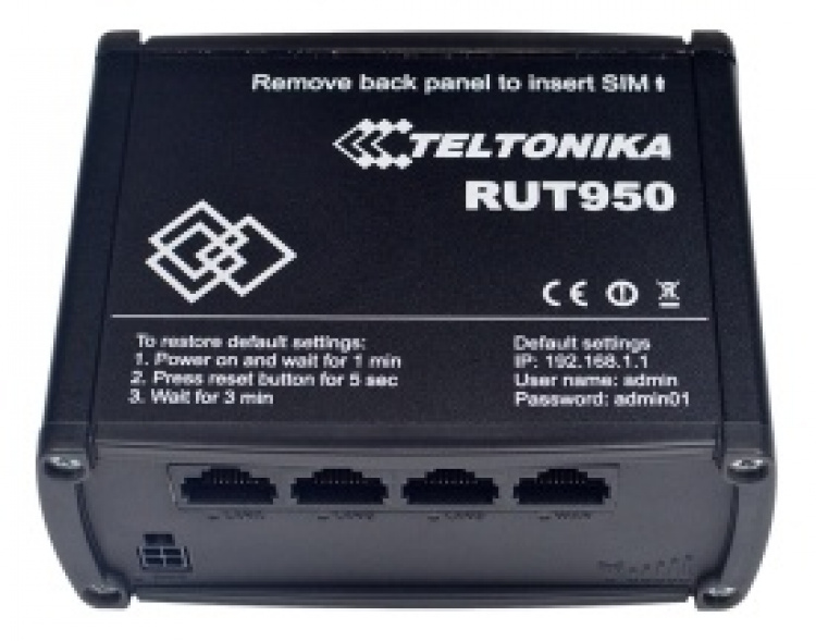TELTONIKA RUT950 GSM-3G-4G-ruter, dual sim, 4G opp til 150 Mbps, svart