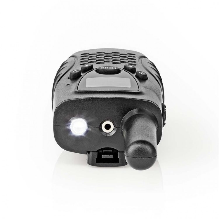 Nedis Walkie-Talkie Set | 2 håndsett | 8000 m | Antall frekvenskanaler: 8 | PTT / VOX | 150 min | Hodetelefonutgang | Sort