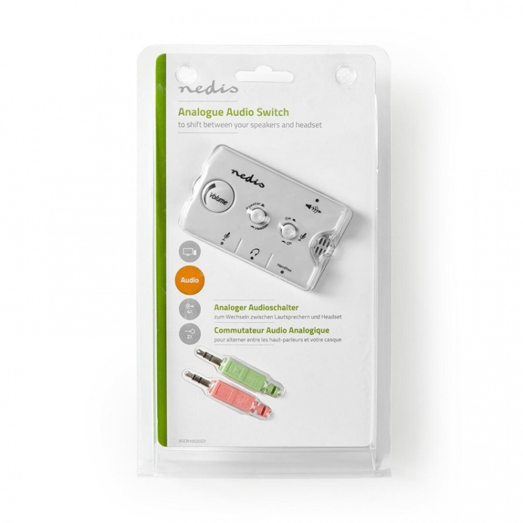 Nedis Audio switch | Inngang for lyd-/video-/datatilkoblinger: 2x 3.5 mm Male | Utgang for lyd-/video-/datatilkoblinger: 2.5 mm Female / 3x 3.5 mm Female | Funksjonskontroll: Manuell | Antall knapper: 3