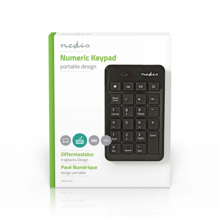 Nedis Wired Keyboard | USB-A | Kontor | Single-Handed | numerisk | Antall VHF kanaler