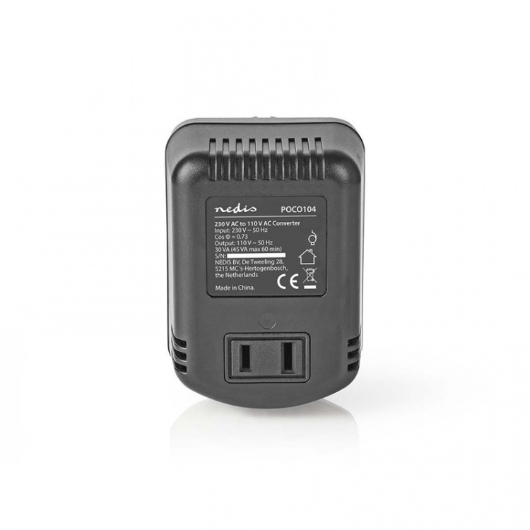 Nedis Strøm Converter | Nettstrøm drevet | 230 V AC 50 Hz | 30 W | Jordet kontakt | Sort