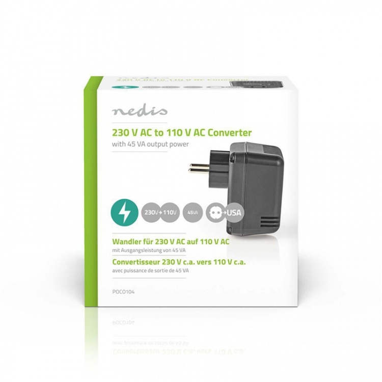 Nedis Strøm Converter | Nettstrøm drevet | 230 V AC 50 Hz | 30 W | Jordet kontakt | Sort