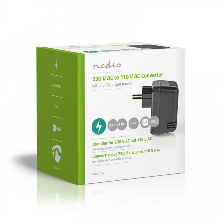 Nedis Strøm Converter | Nettstrøm drevet | 230 V AC 50 Hz | 30 W | Jordet kontakt | Sort